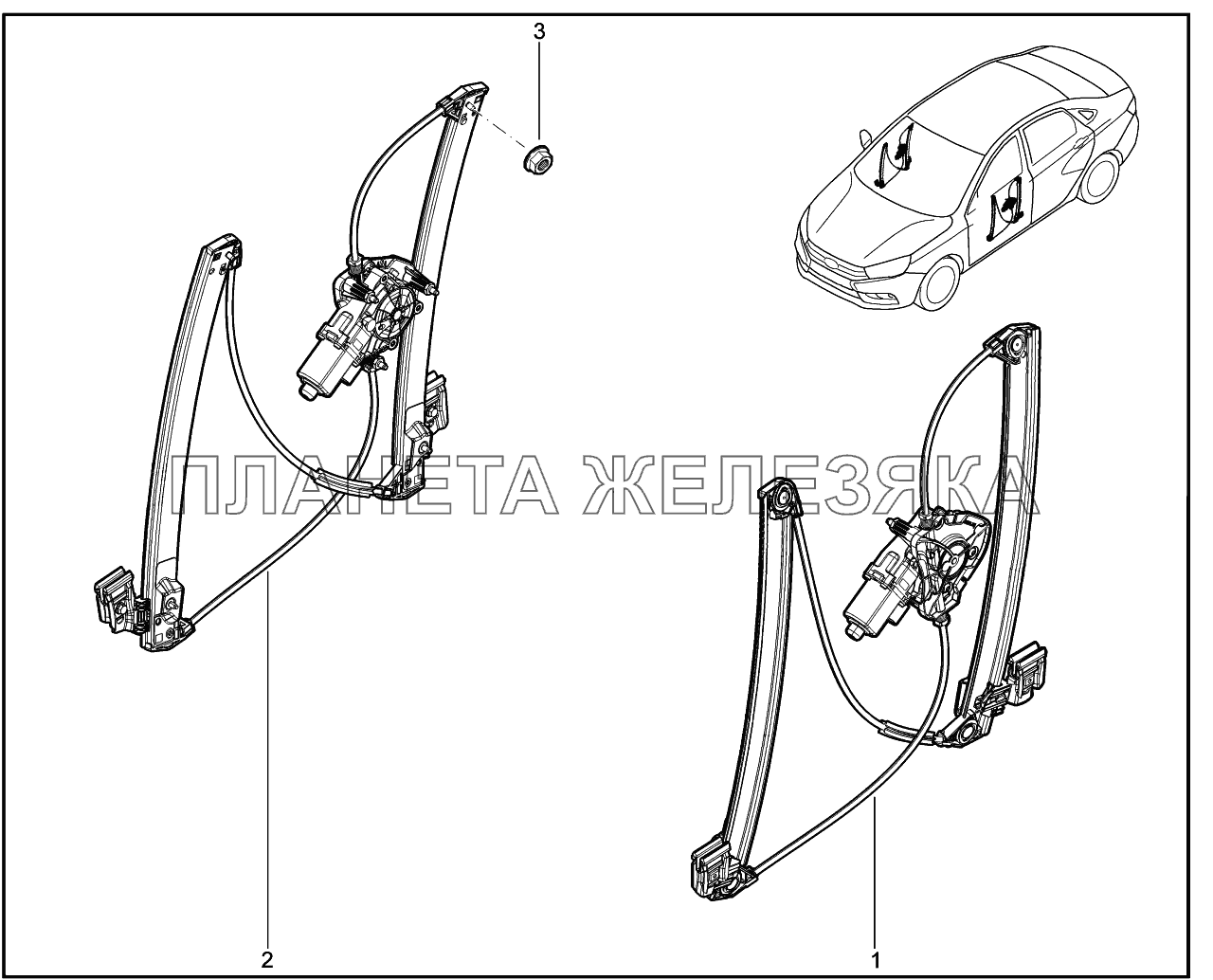 506510. Электрический стеклоподъёмник передних дверей Lada Vesta