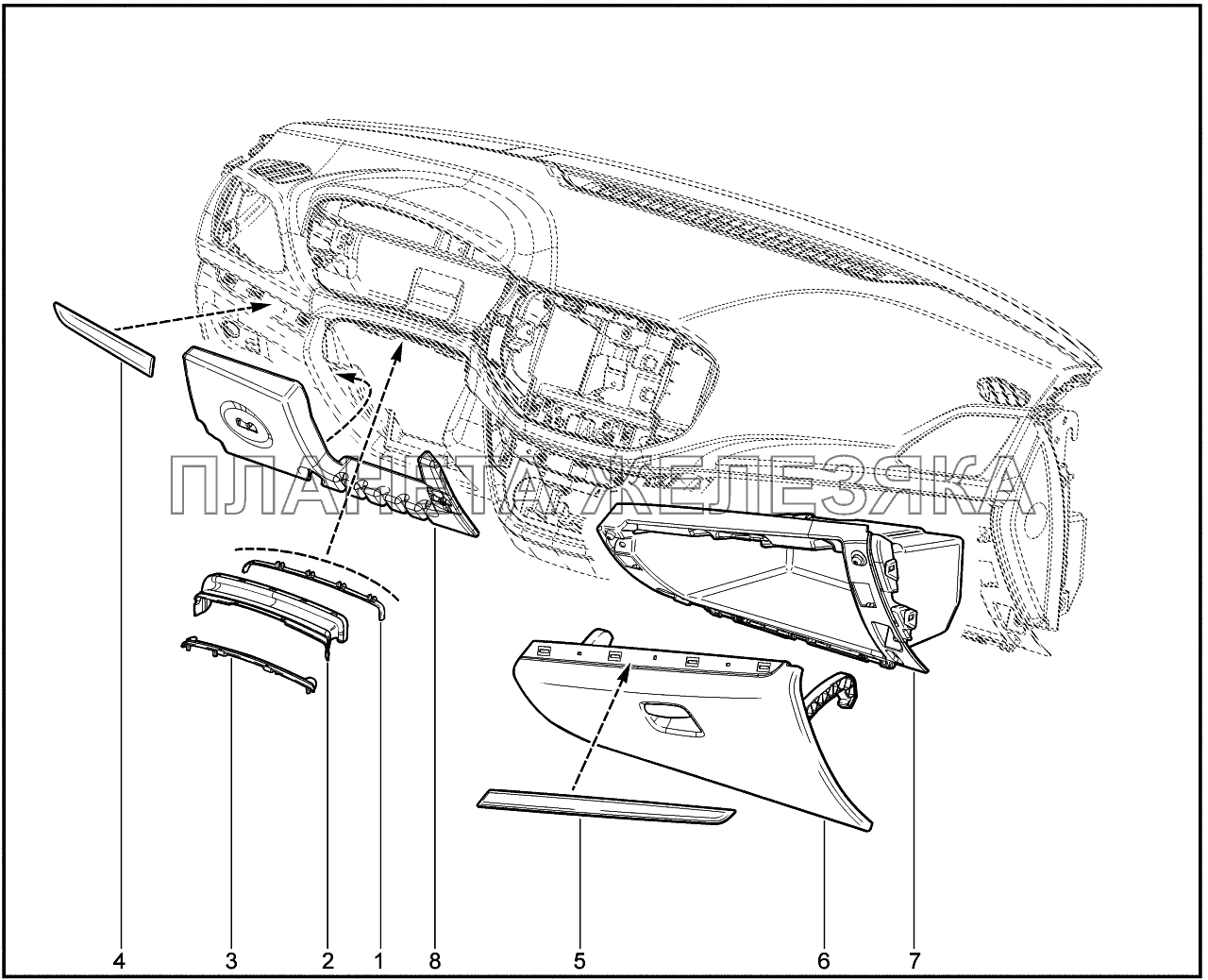 572013. Облицовка панели приборов Lada Vesta