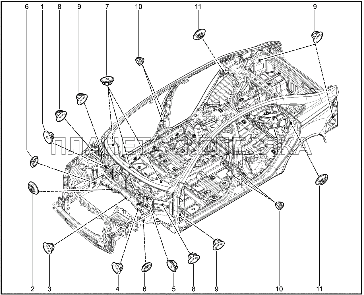 640114. Заглушки панелей кузова Lada Vesta