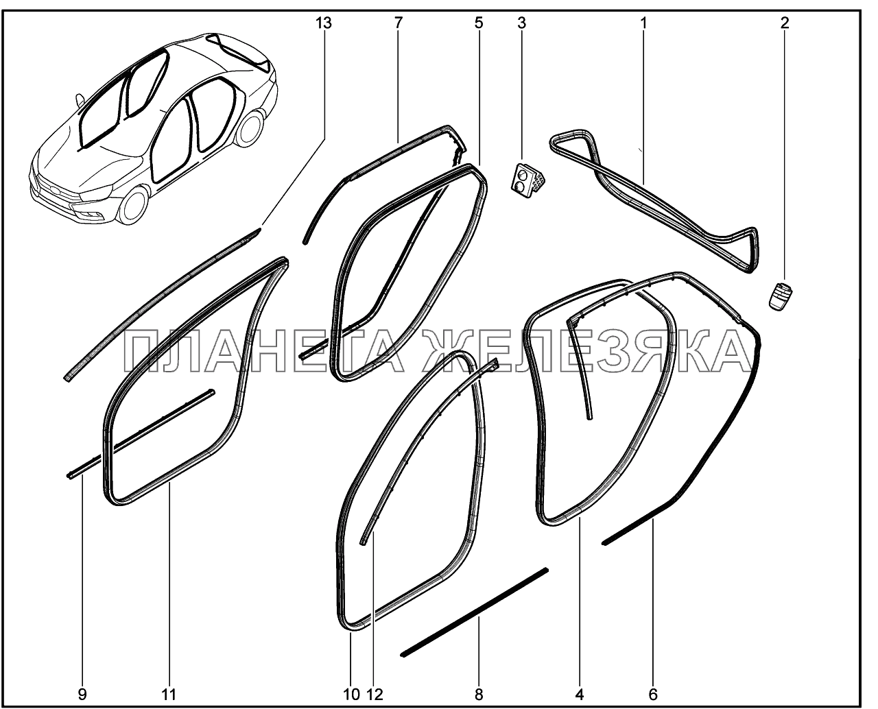 650120. Уплотнители стёкол Lada Vesta