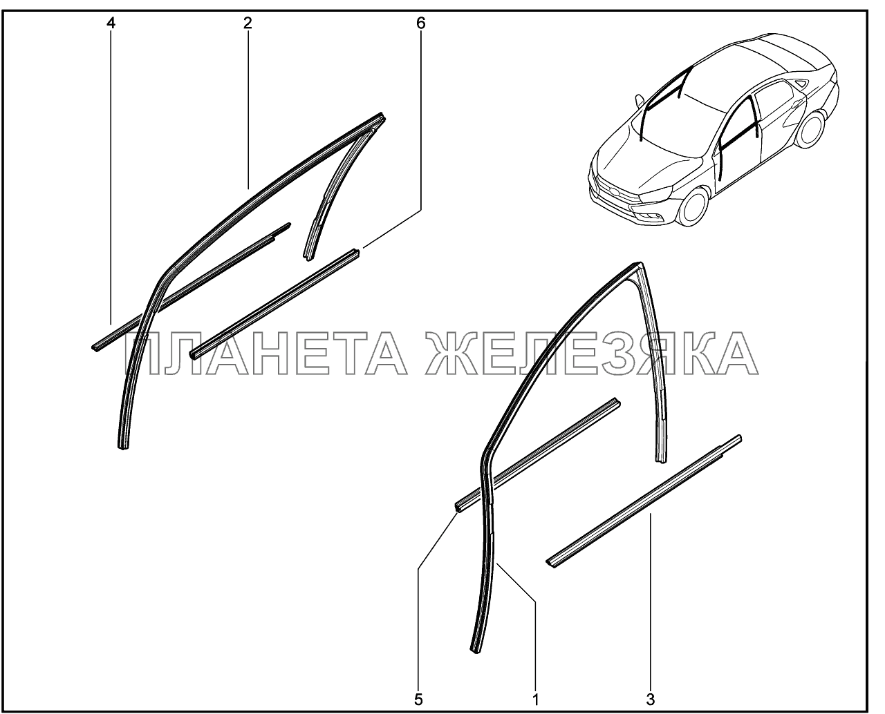 660110. Направляющие передних стёкол Lada Vesta