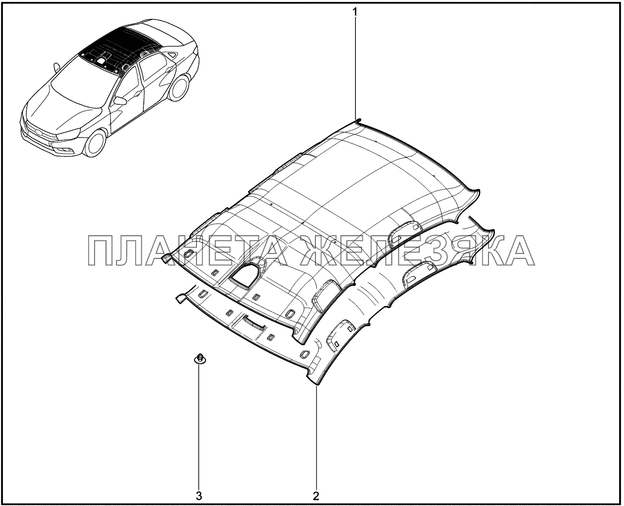 711011. Обивка потолка Lada Vesta