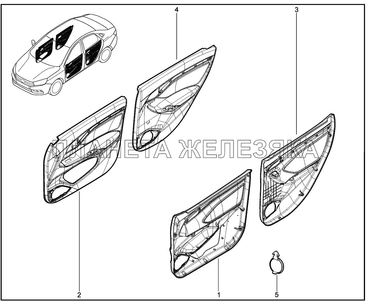 720110. Обивка дверей Lada Vesta