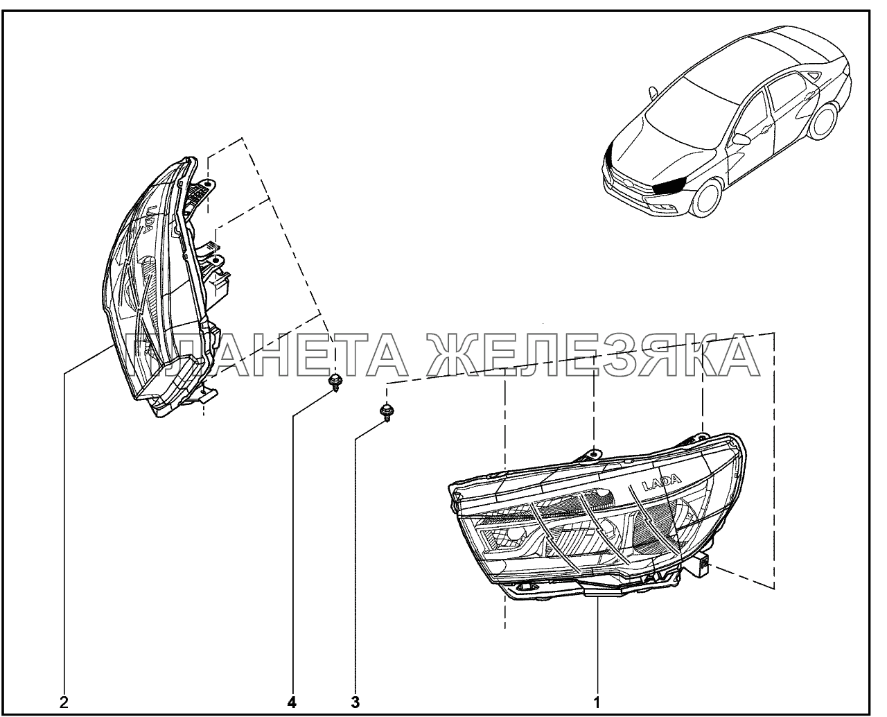 802010. Фары передние Lada Vesta