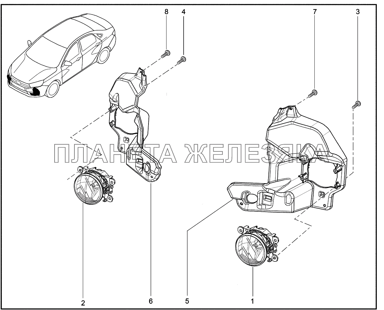 804010. Противотуманки передние Lada Vesta