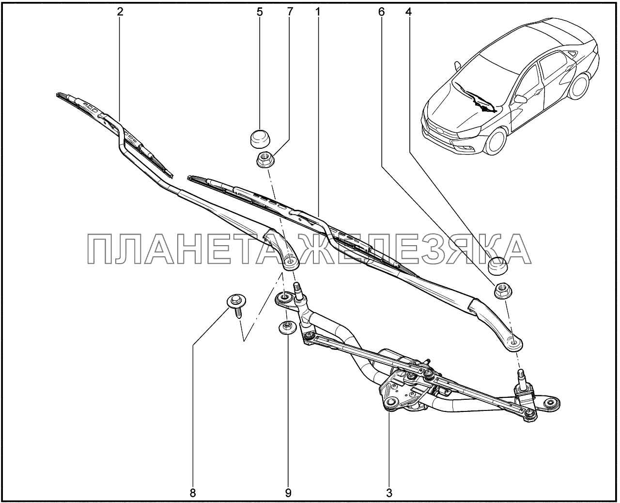 850110. Стеклоочиститель лобового стекла Lada Vesta