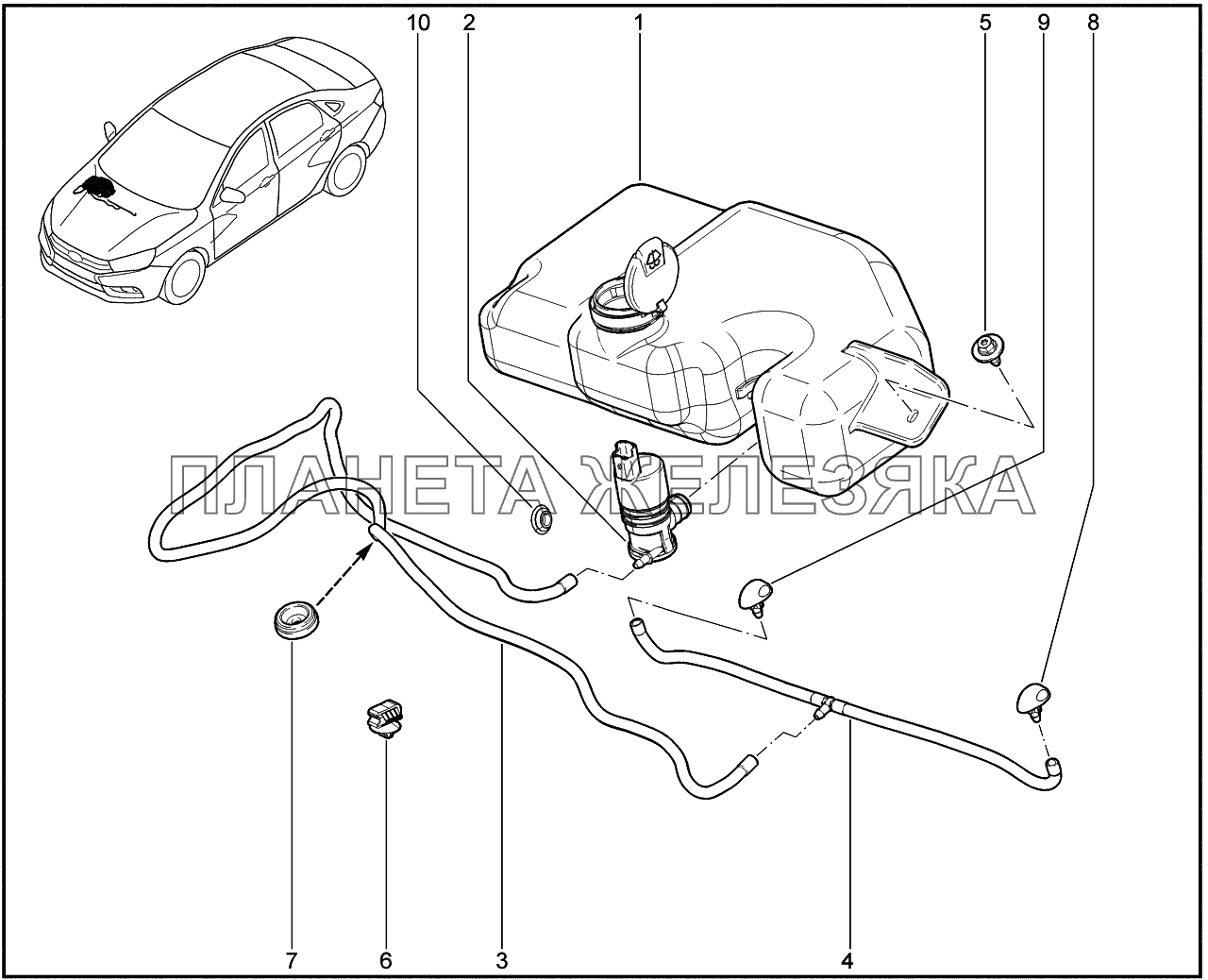 860110. Омыватель передних стекол Lada Vesta