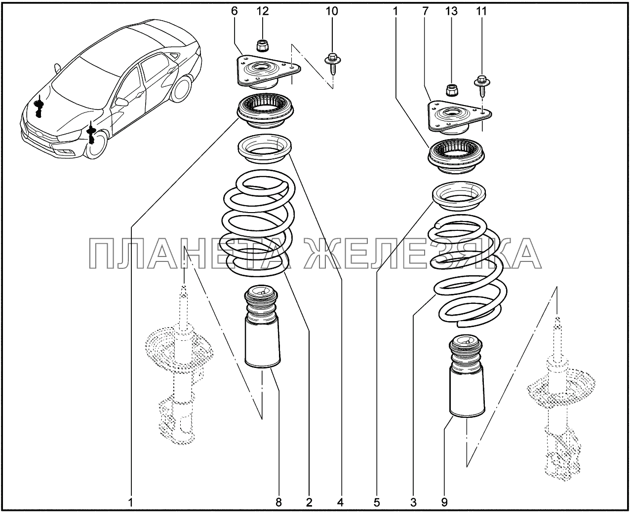 320210. Опора передней стойки Lada Vesta 320210. Опора передней стойки Lada Vesta