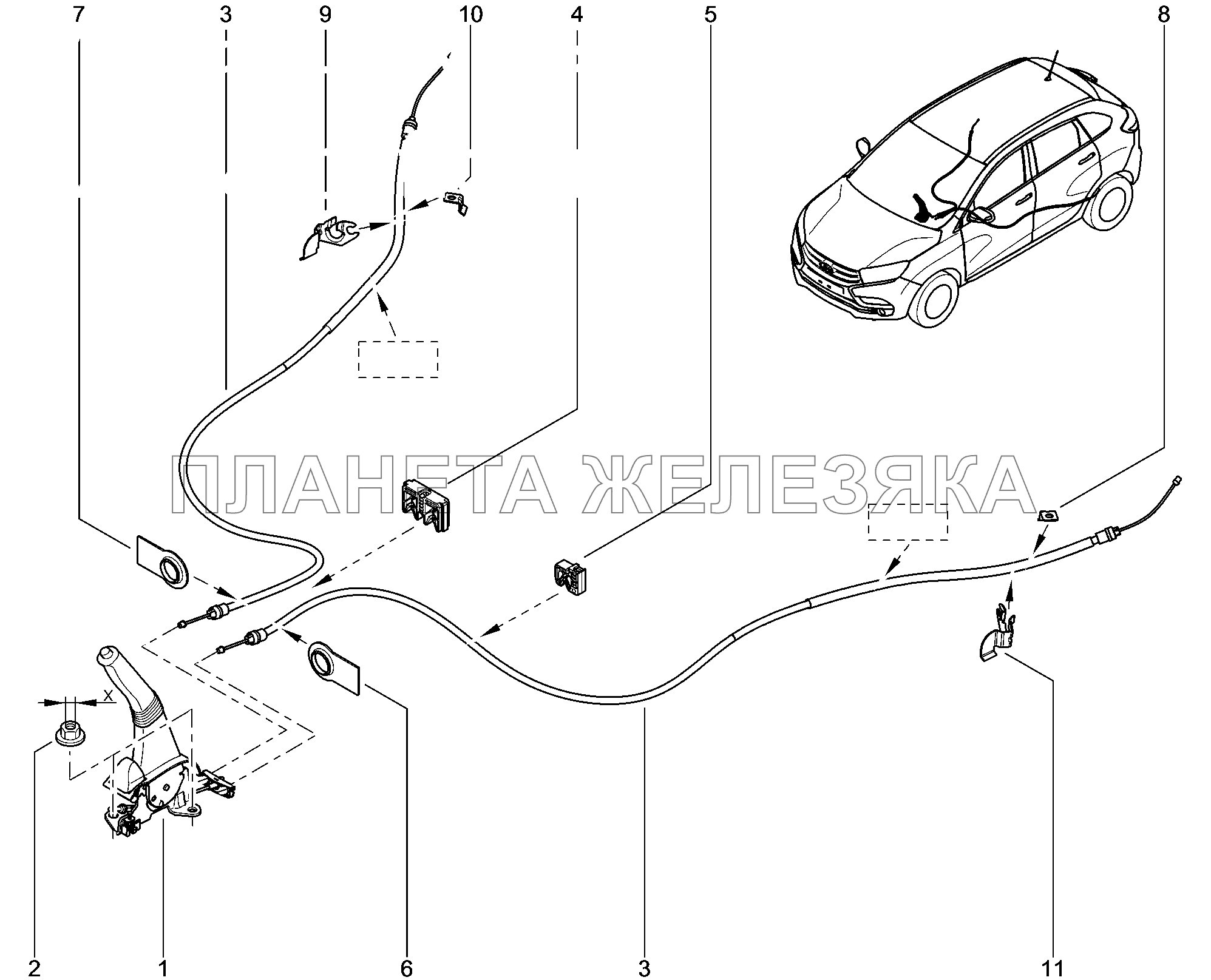 380110. Ручной тормоз Lada Xray