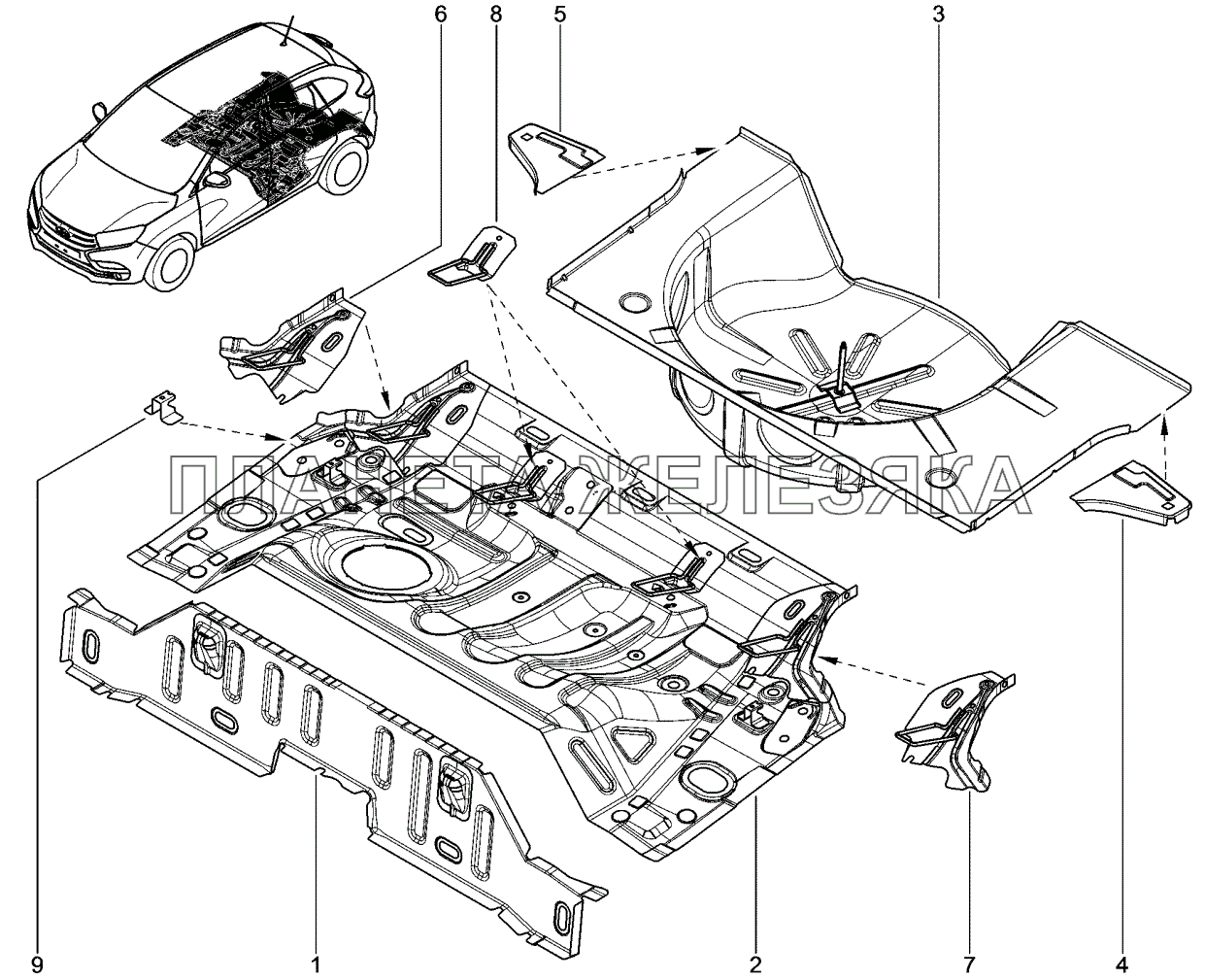 413010. Элементы нижние задние Lada Xray