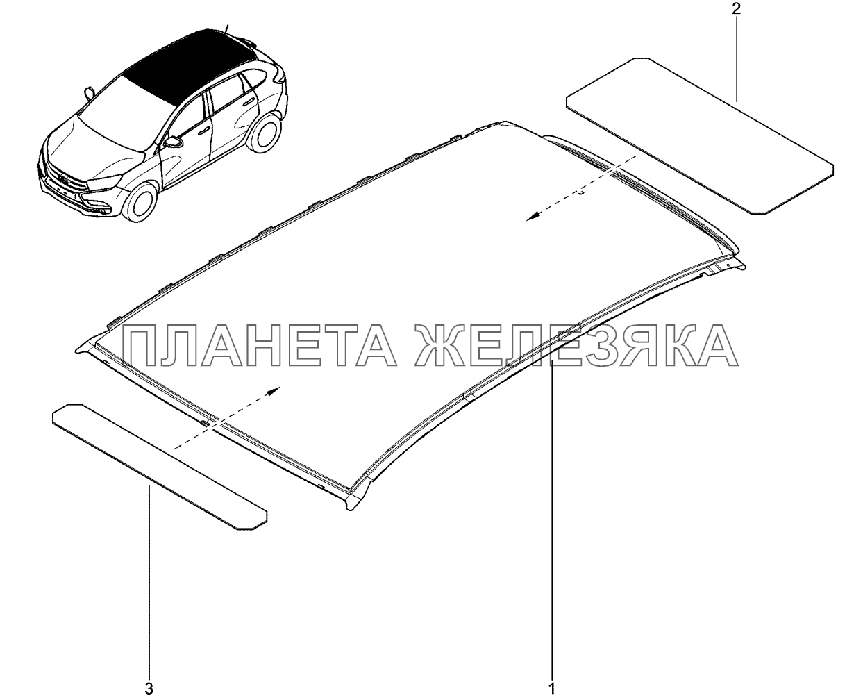 450110. Панель крыши Lada Xray 450110. Панель крыши Lada Xray
