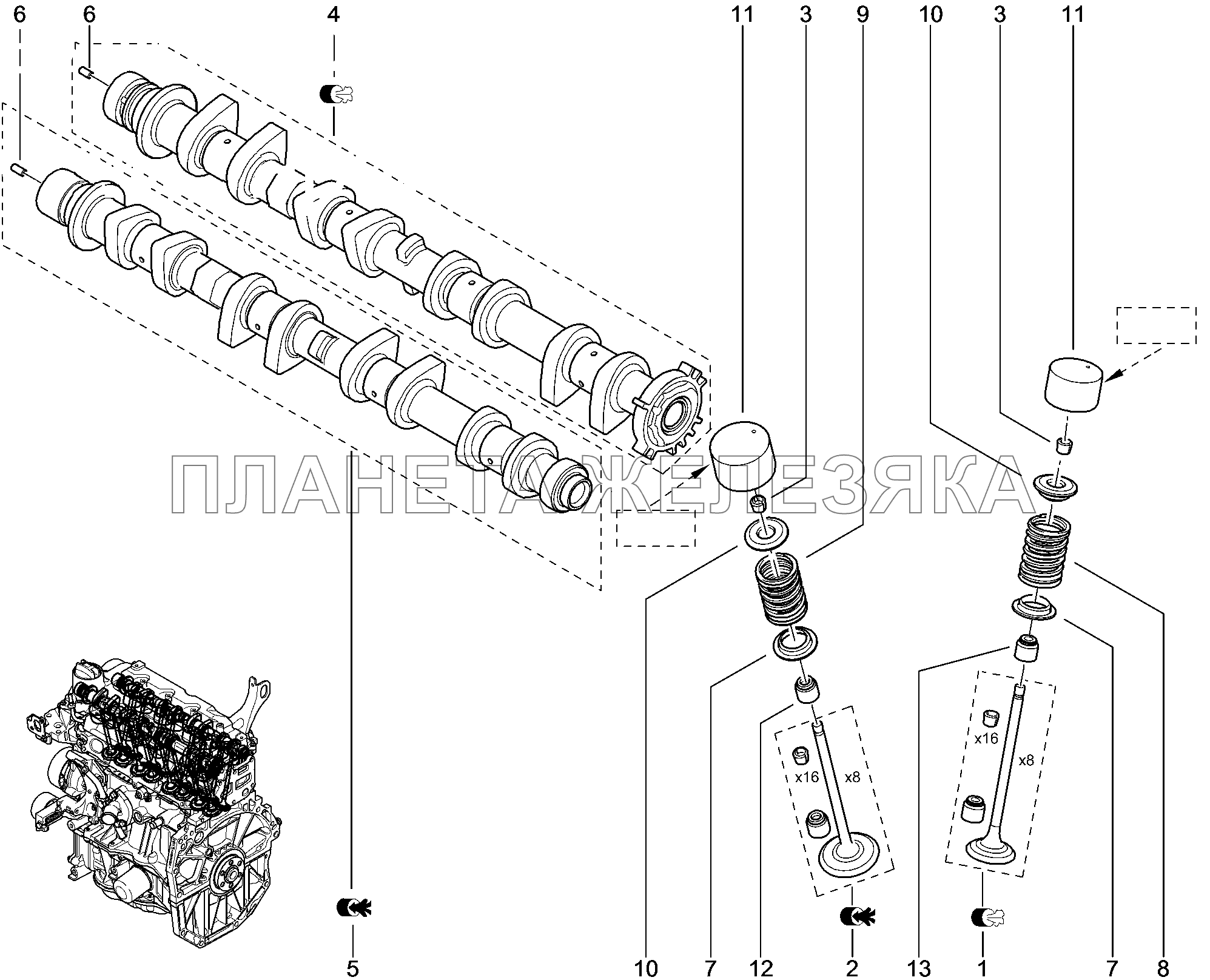 114111. ГРМ (распредвал, клапана) Lada Xray