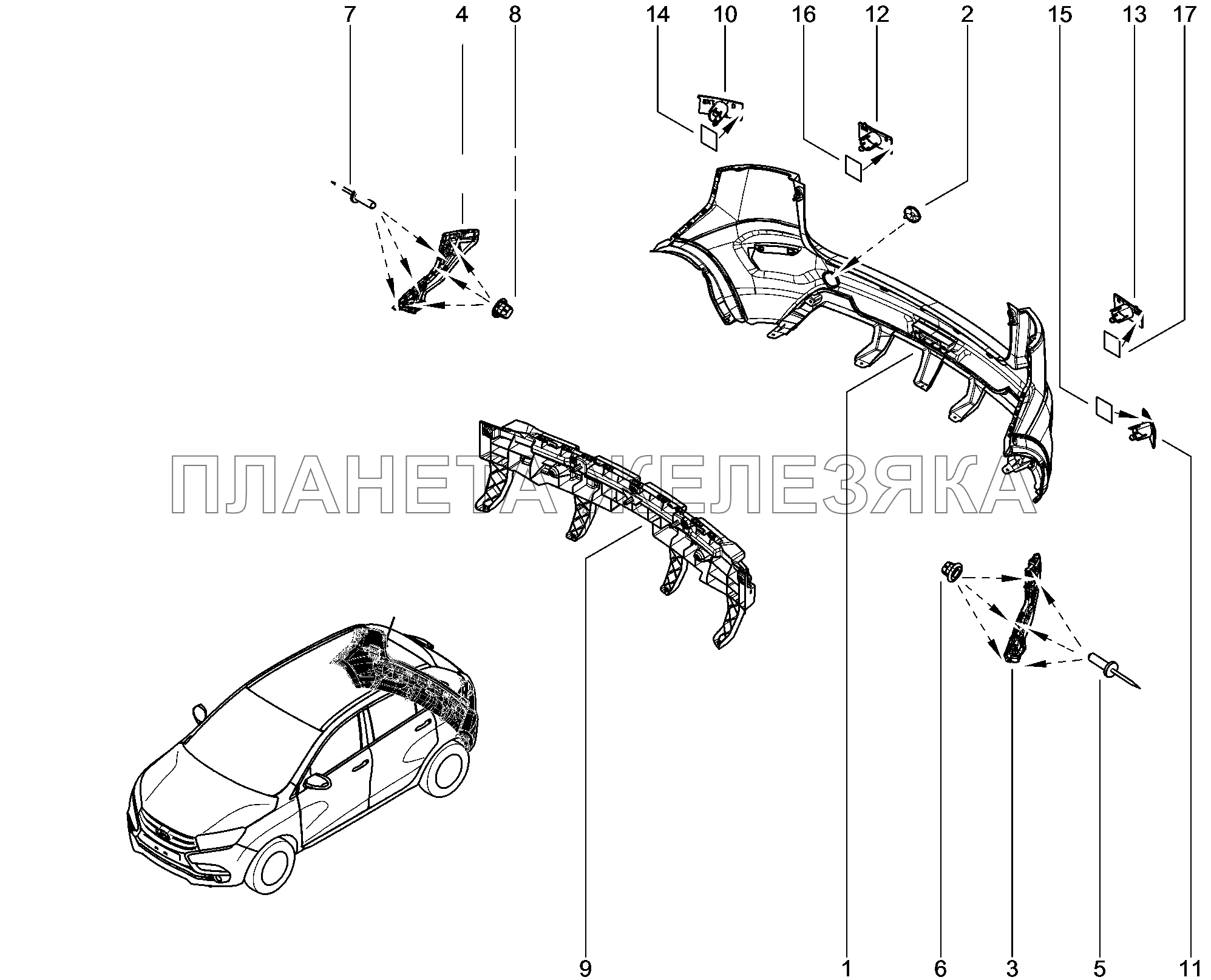 551010. Бампер задний Lada Xray