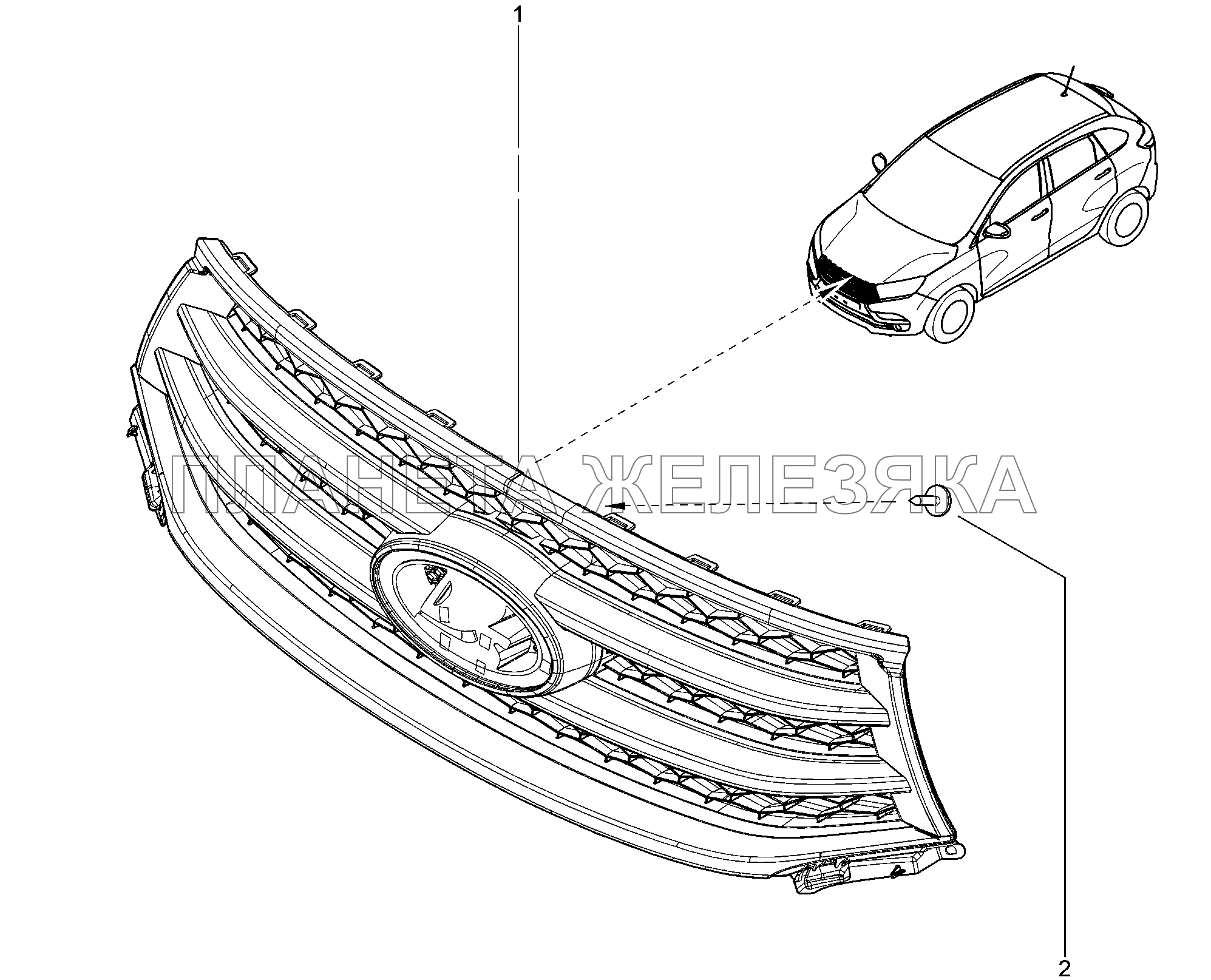 555010. Молдинг решетки радиатора Lada Xray