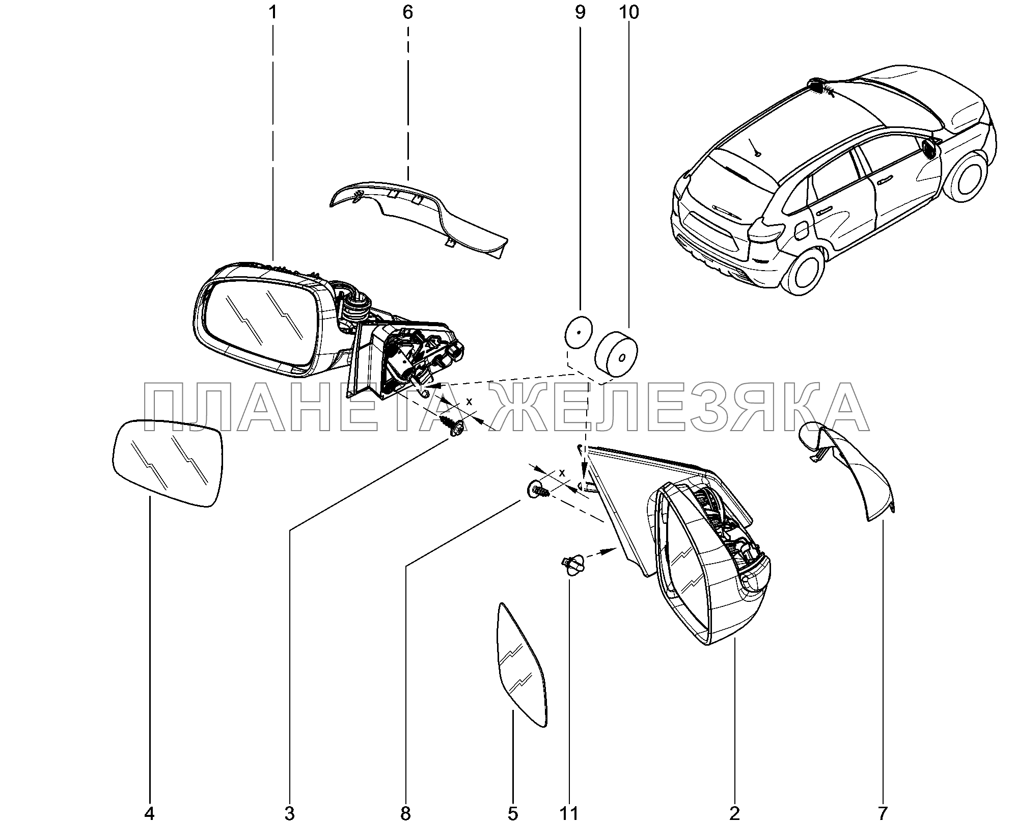 562010. Зеркала заднего вида наружные Lada Xray