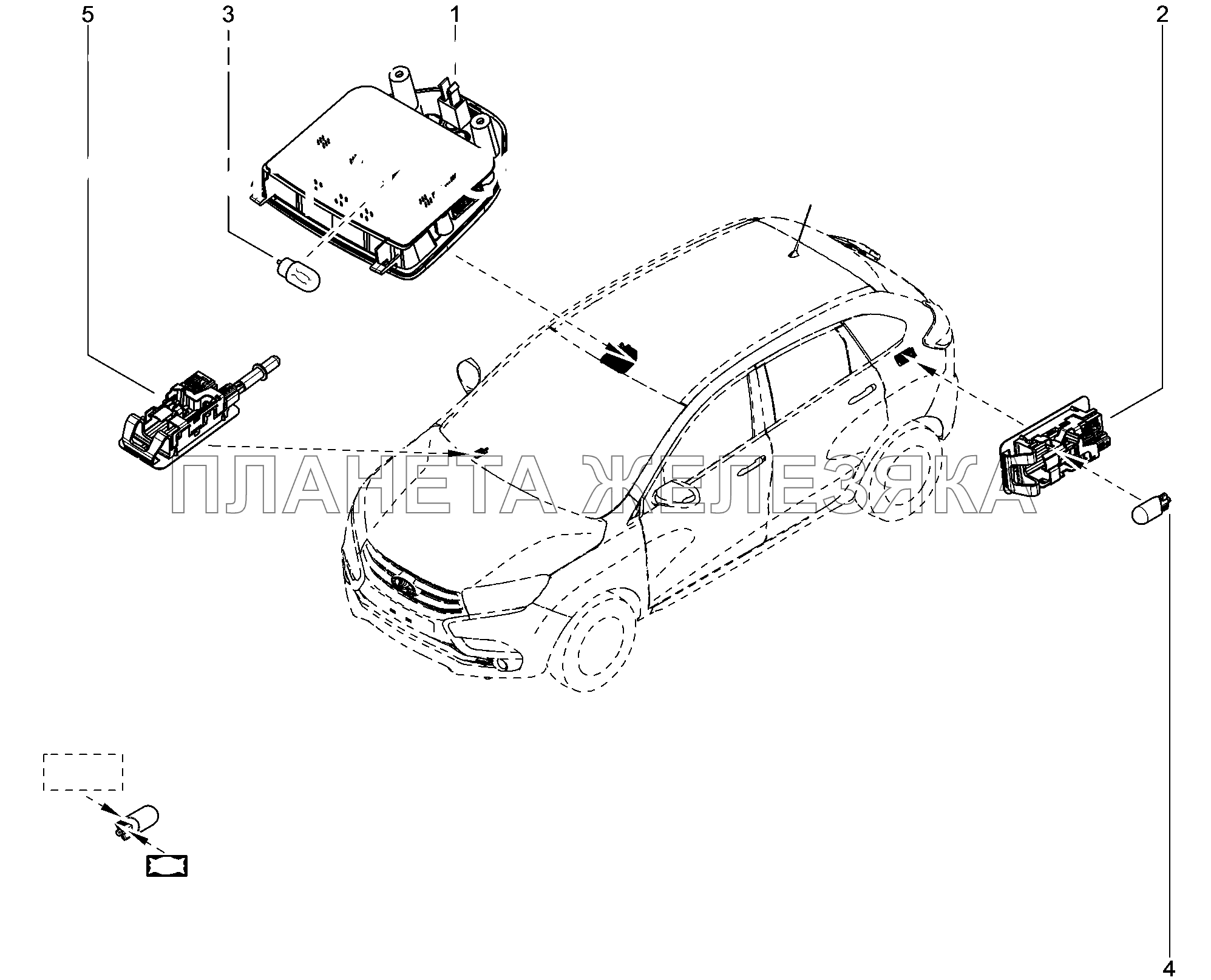 814010. Освещение салона Lada Xray