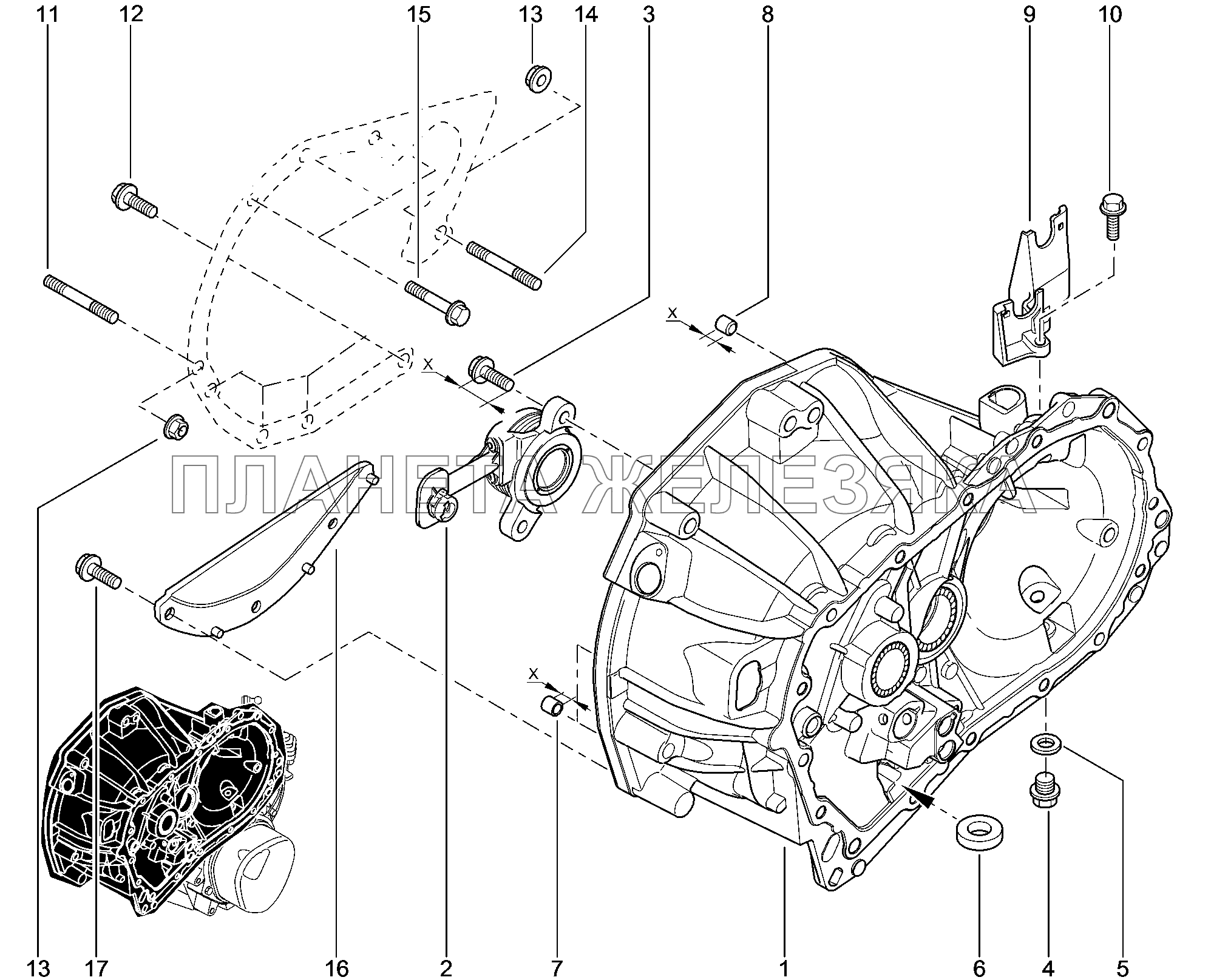 213014. Картер КПП и сцепления Lada Xray