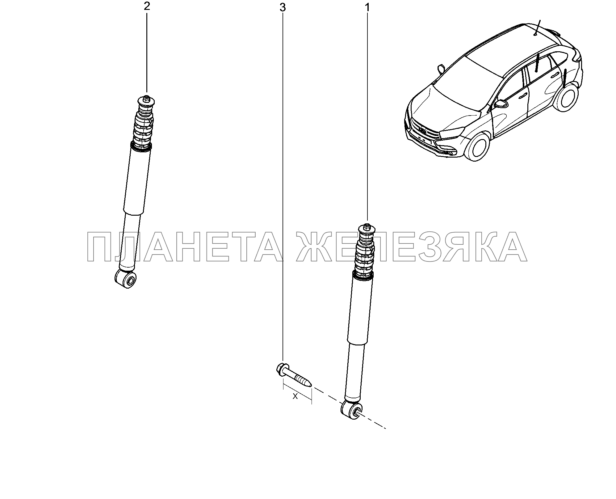 340110. Амортизатор задний Lada Xray