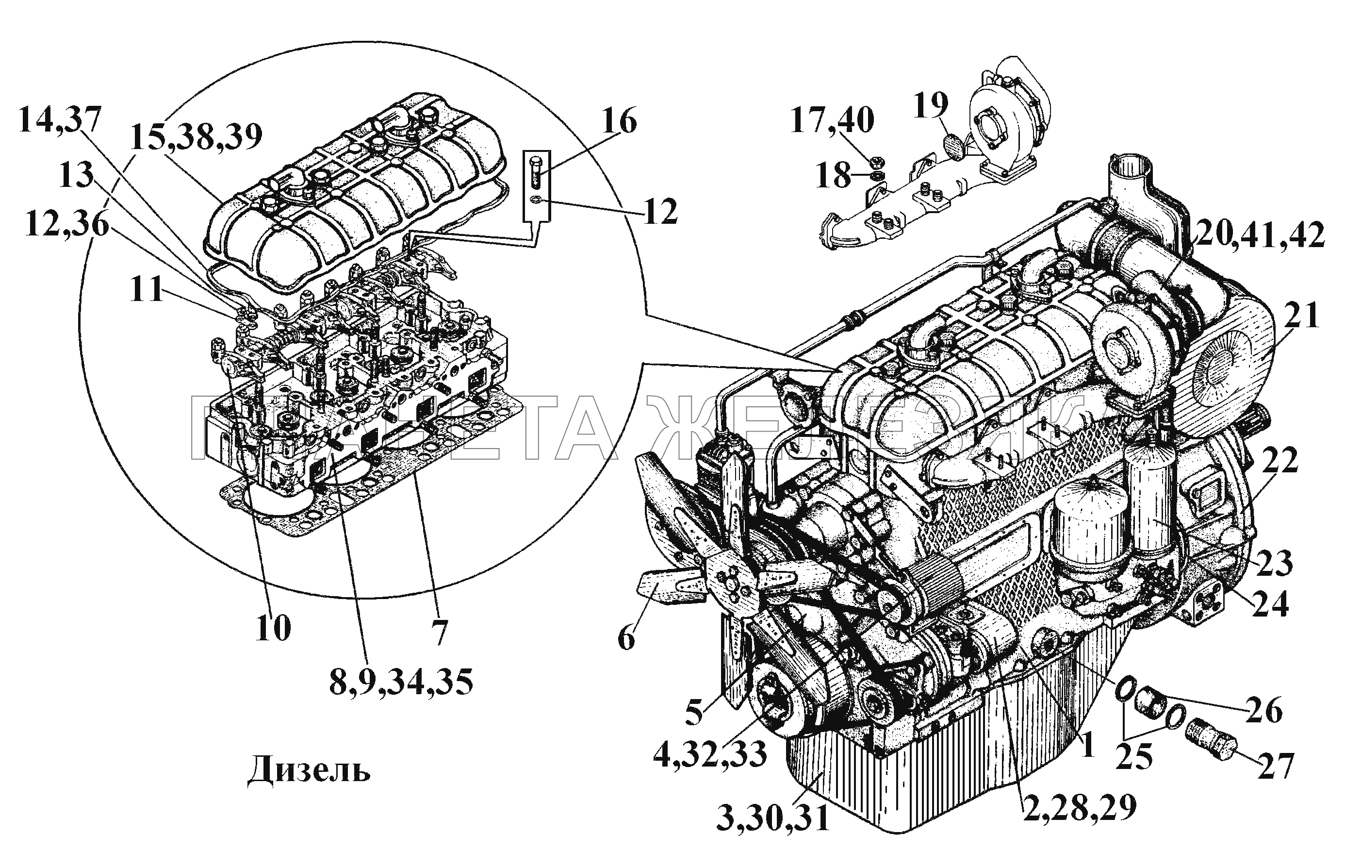 Дизель Д442-24-00с1, 442-24-00с1.10, 442-24-00с1.20 (1) ВТ-100Д