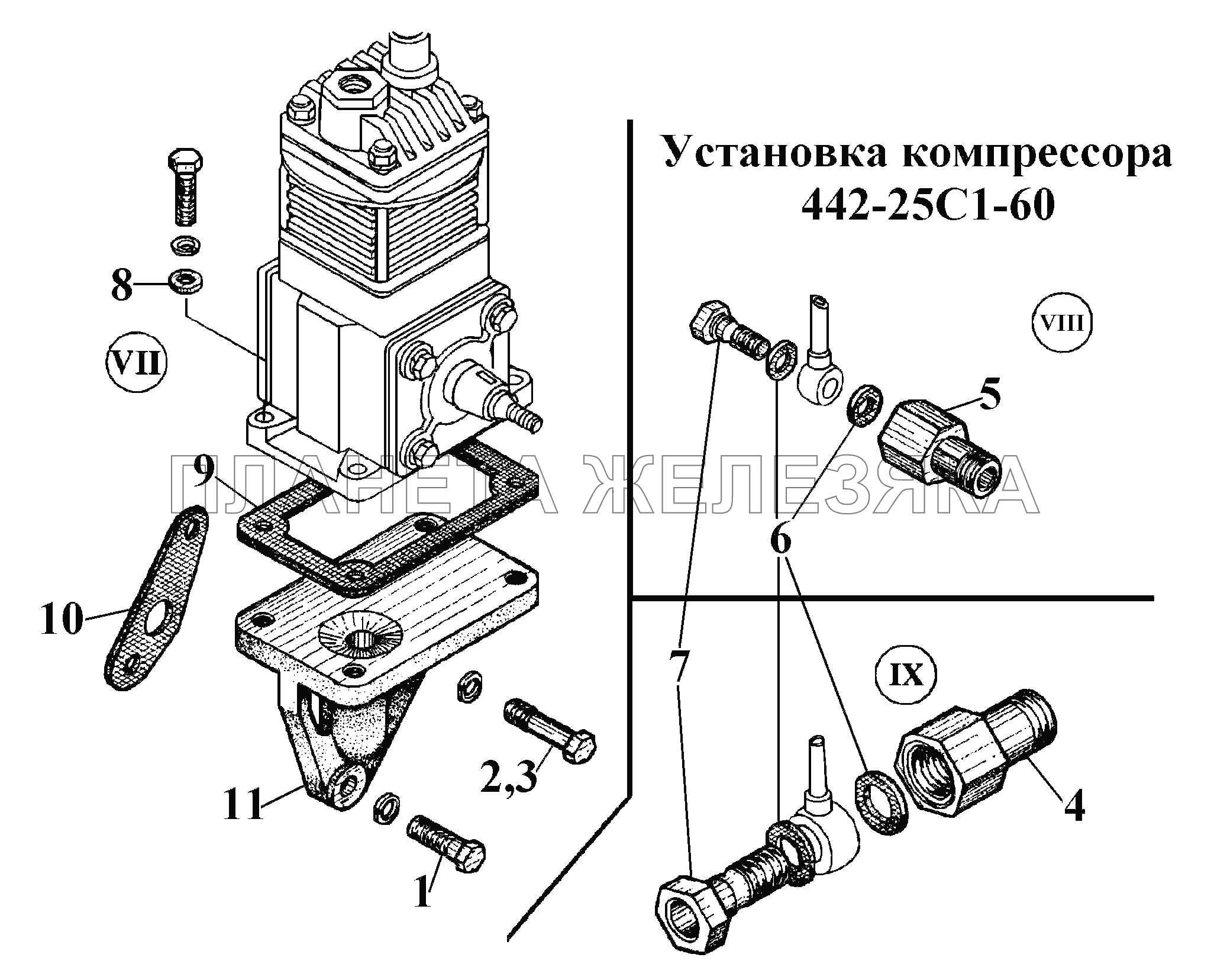 Установка компрессора  442-25С1-60 (2) ВТ-100Д