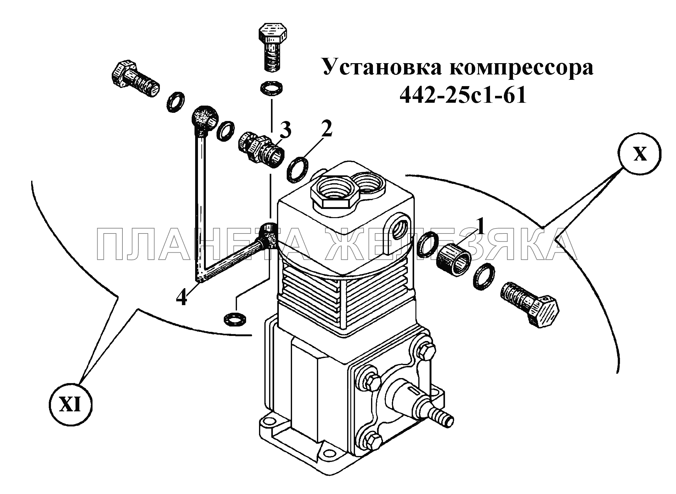Установка компрессора  442-25с1-61 ВТ-100Д