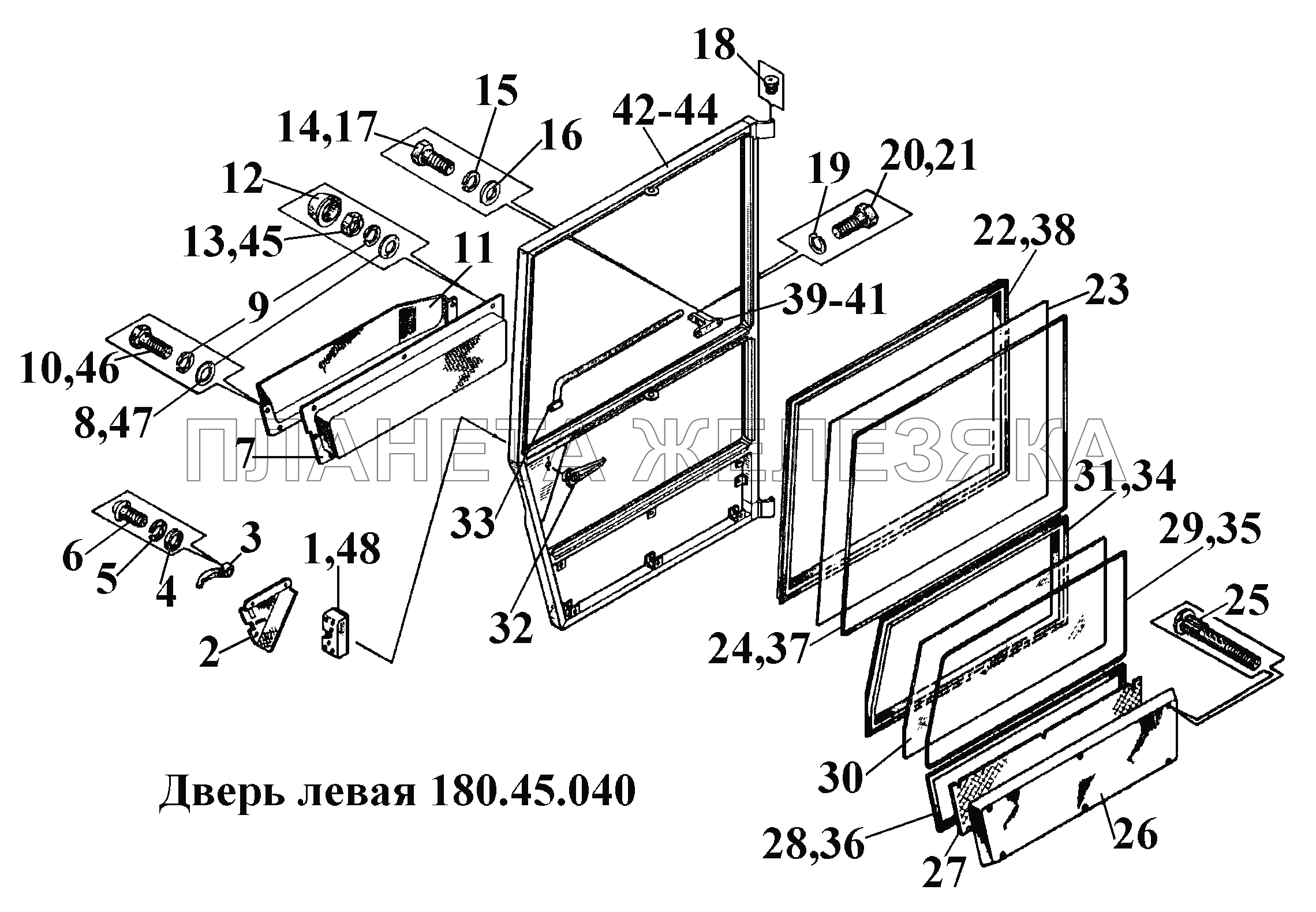 Дверь левая 180.45.040 ВТ-100Д