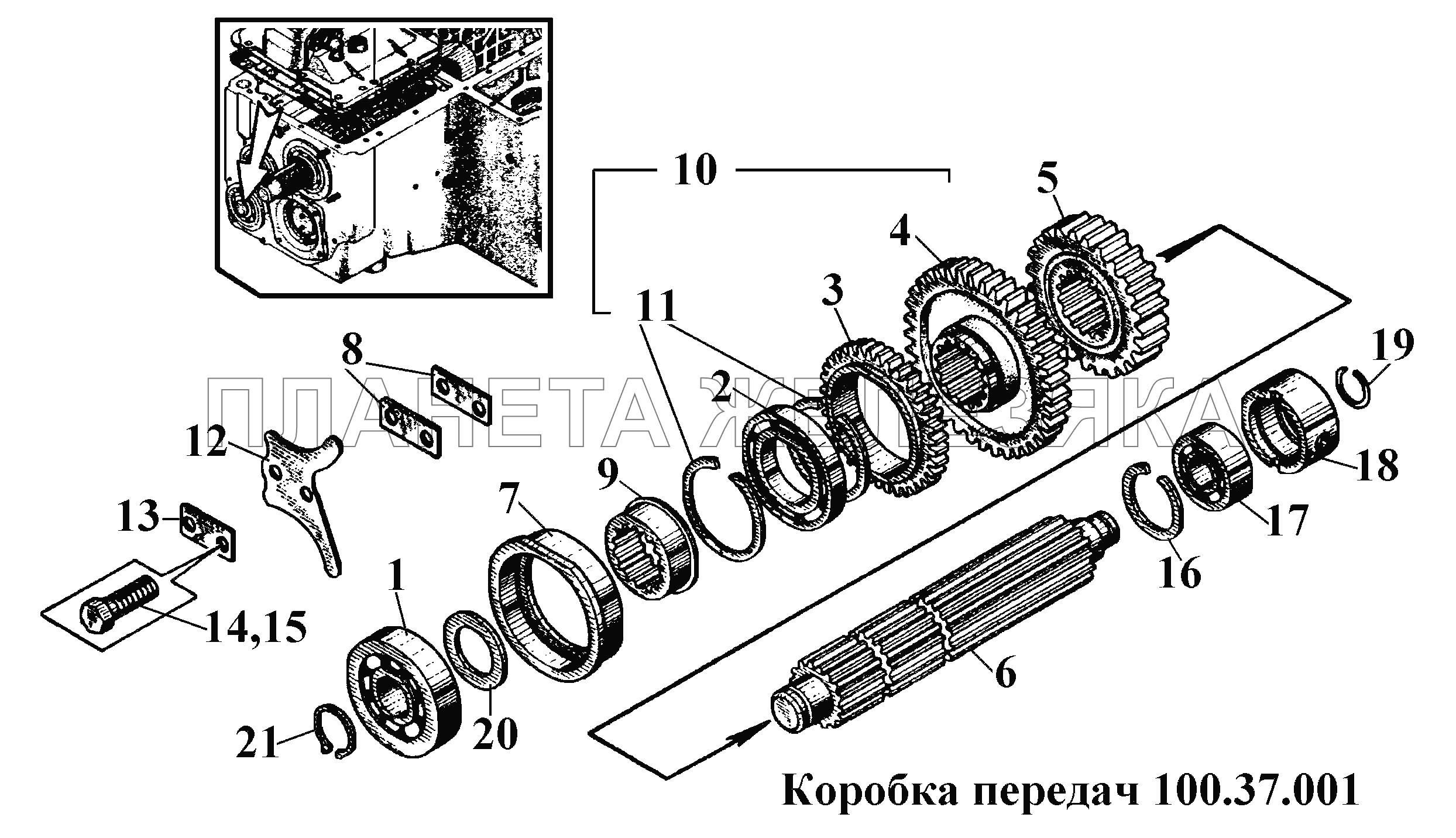 Коробка передач 100.37.001 (5) ВТ-100Д