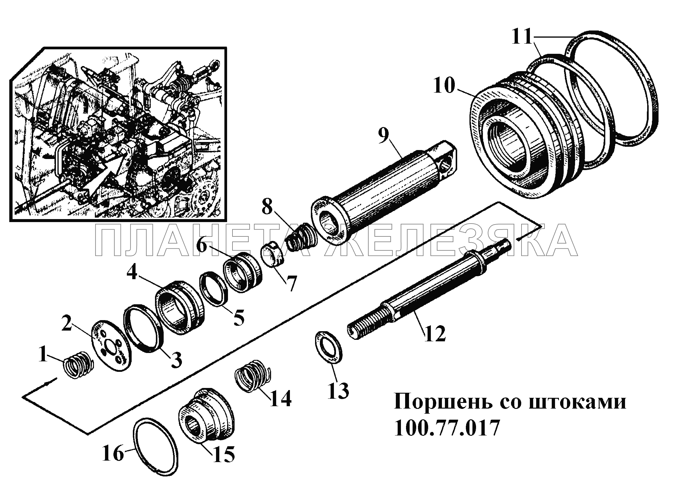 Поршень со штоками 100.77.017 ВТ-100Д