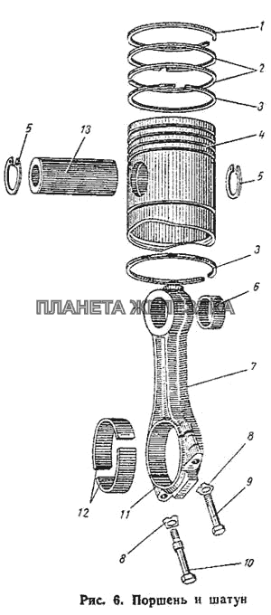 Поршень и шатун ДТ-75М