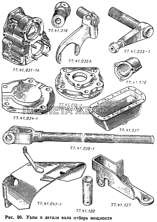 Узлы и детали вала отбора мощности ДТ-75М