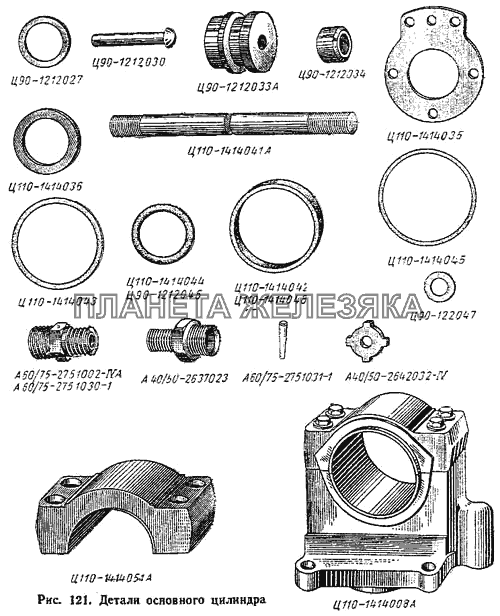Детали основного цилиндра ДТ-75М