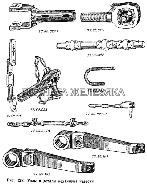 Узлы и детали механизма навески ДТ-75М