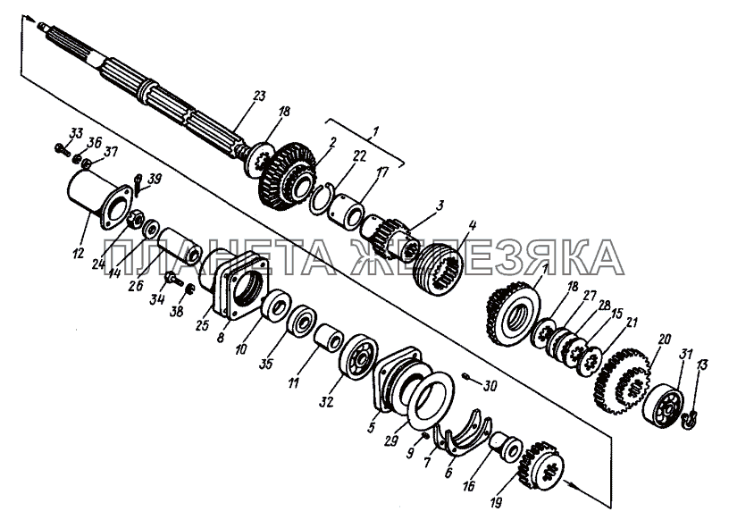 Передача главная (вал промежуточный) Т-30A-80