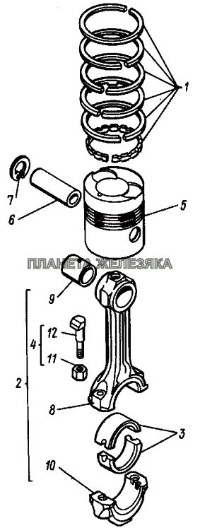 Поршни и шатуны Т-30A-80