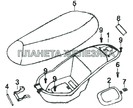 Сидение Скутер LF-50QT-9N Сидение Скутер LF-50QT-9N